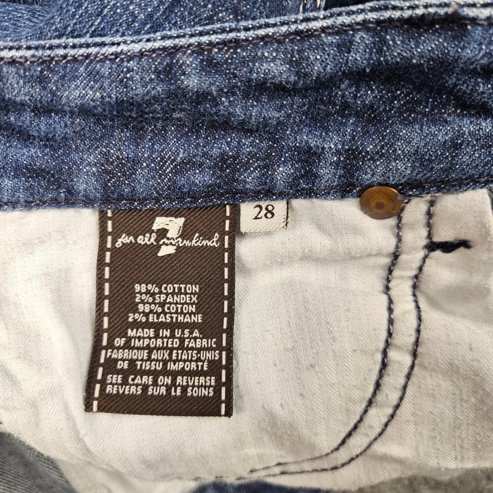 7‎ For All Mankind A Pocket Flare Jeans Medium Wash Blue Denim Size 28 Bootcut - Picture 4 of 11